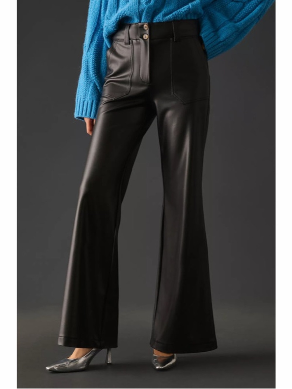 Anthropologie The Naomi Wide-Leg Flare Pants by Maeve: Faux Leather Edition 10